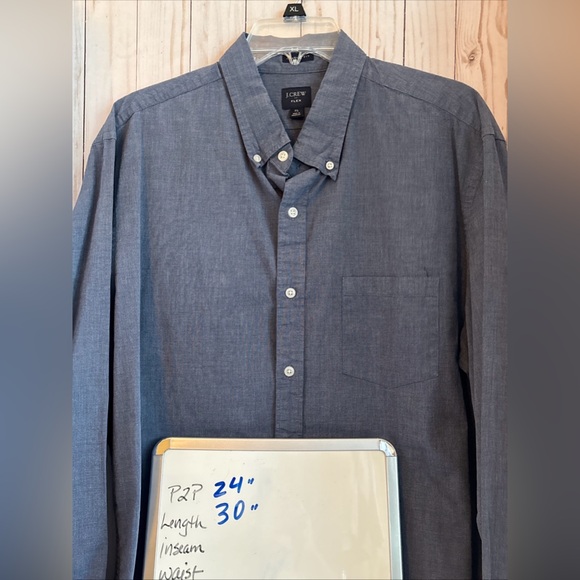 J. Crew Classic Untucked Flex Washed Blue Button Up Long Sleeve Shirt XLarge - Picture 4 of 5